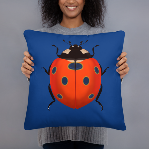 Bright Ladybug Blue Basic Pillow