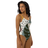 Summer Paradise Monstera Leaf One-Piece Swimsuit
