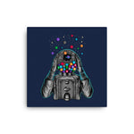 Astronaut With Balls Of Planets Navy Canvas