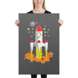 Space Rocket Gray Canvas