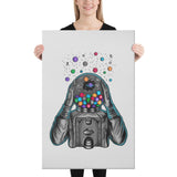 Astronaut With Balls Of Planets Light Gray Canvas